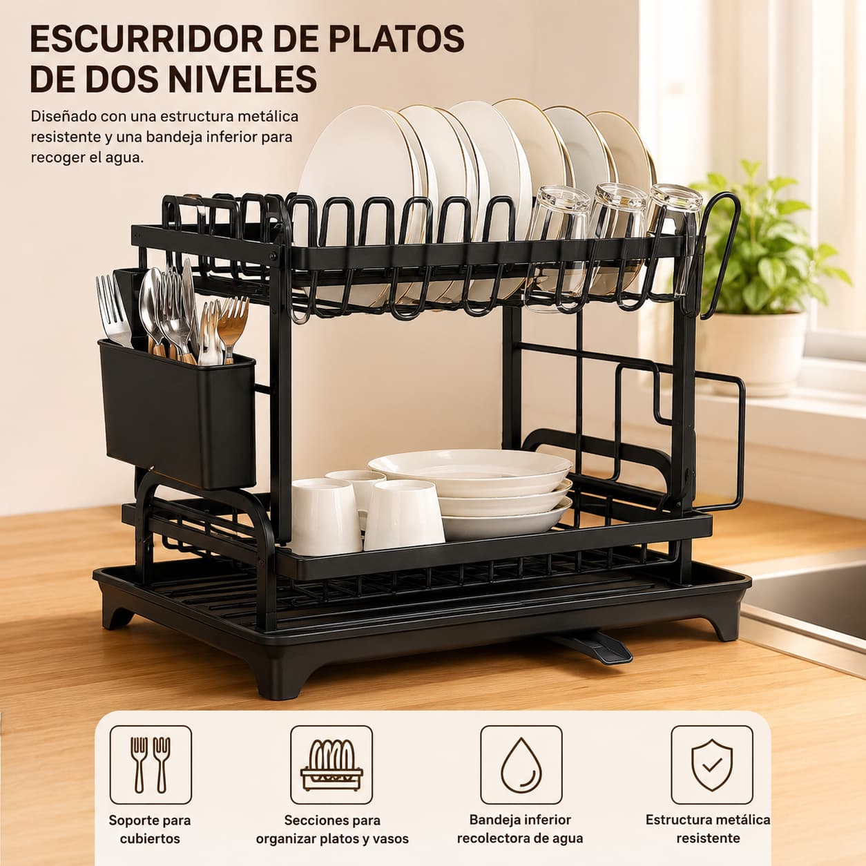 Escurridor de platos 2 niveles